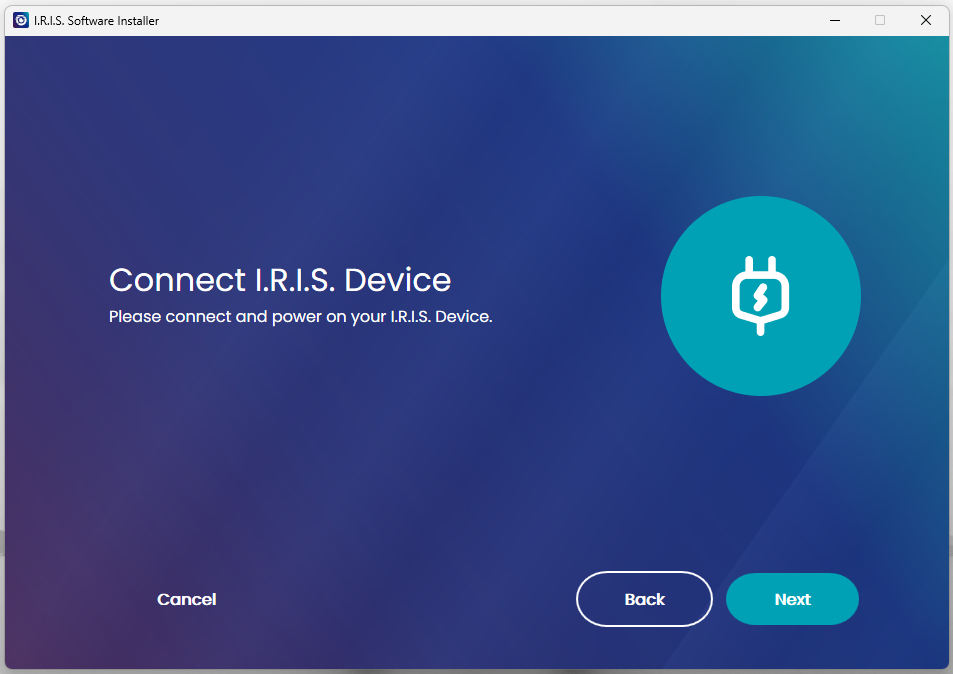 Capture d'écran demandant la connexion du câble USB